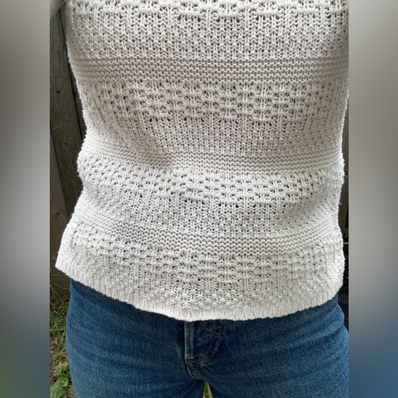 White Cotton Blend Knit Sweater - Picture 5 of 9